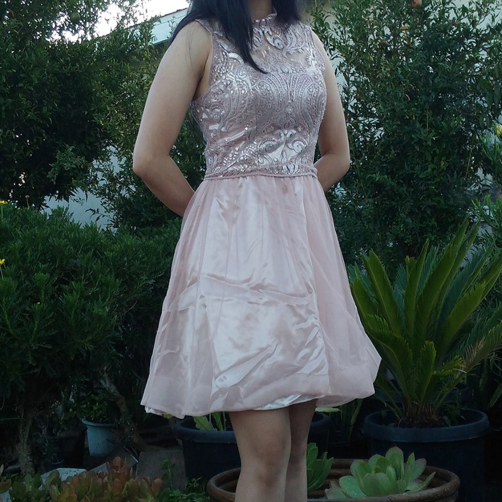 Rose gold cocktail dress